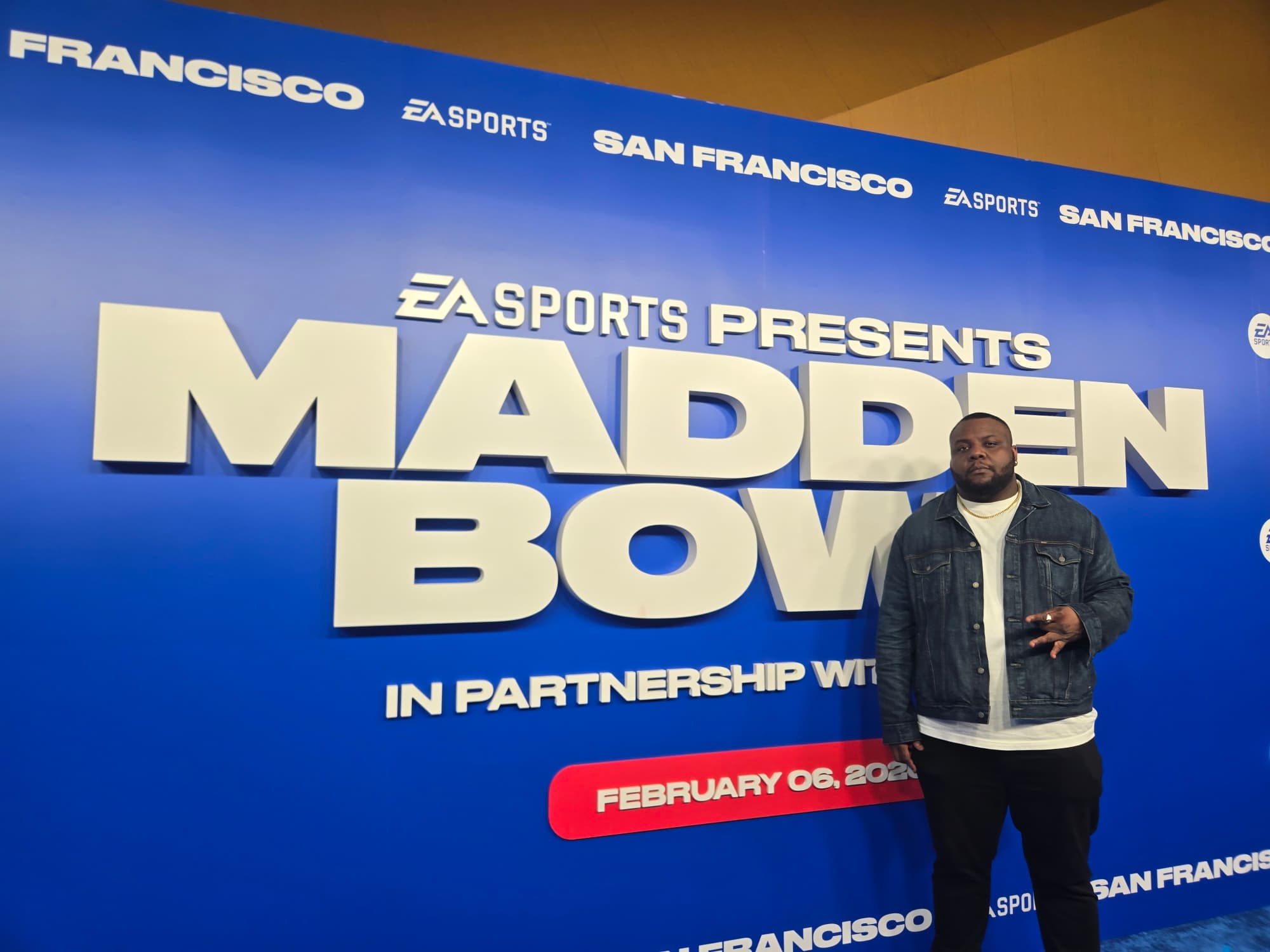 Caj Reynolds at the EA Sports Madden Bowl event in San Francisco