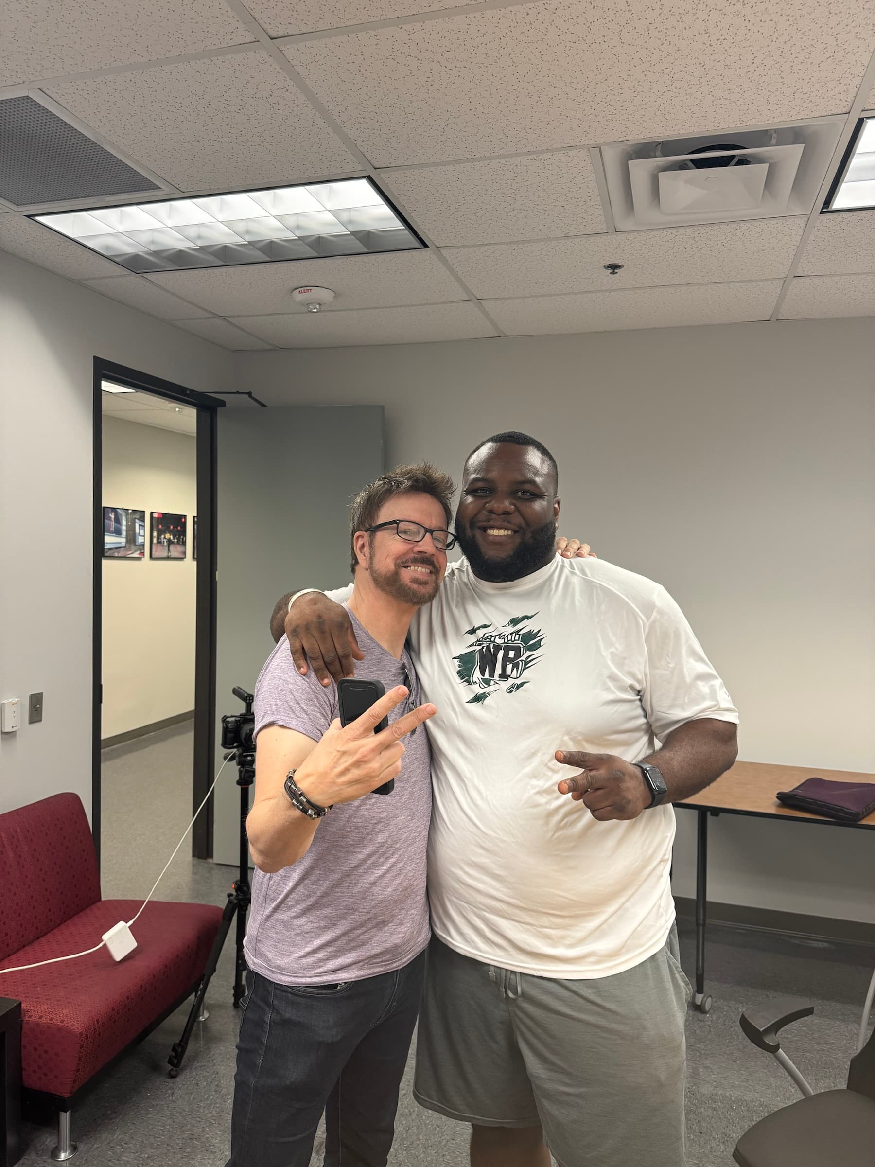 Caj Reynolds with sound designer Rob Warren
